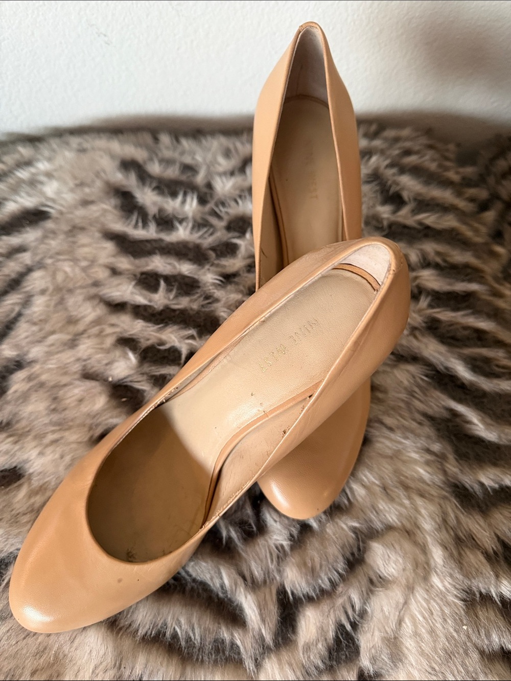 Nine West Tan Leather Almond Toe Pumps